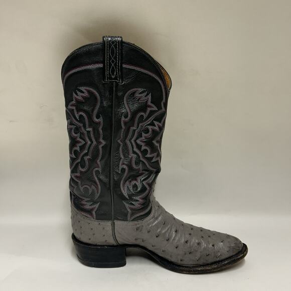 Tony Lama El Rey Gray Full Quill Ostrich Cowboy Boots main image 8